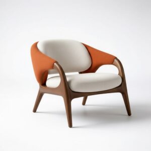 Luxury solid wood accent chair with ergonomic curved design and premium upholstery