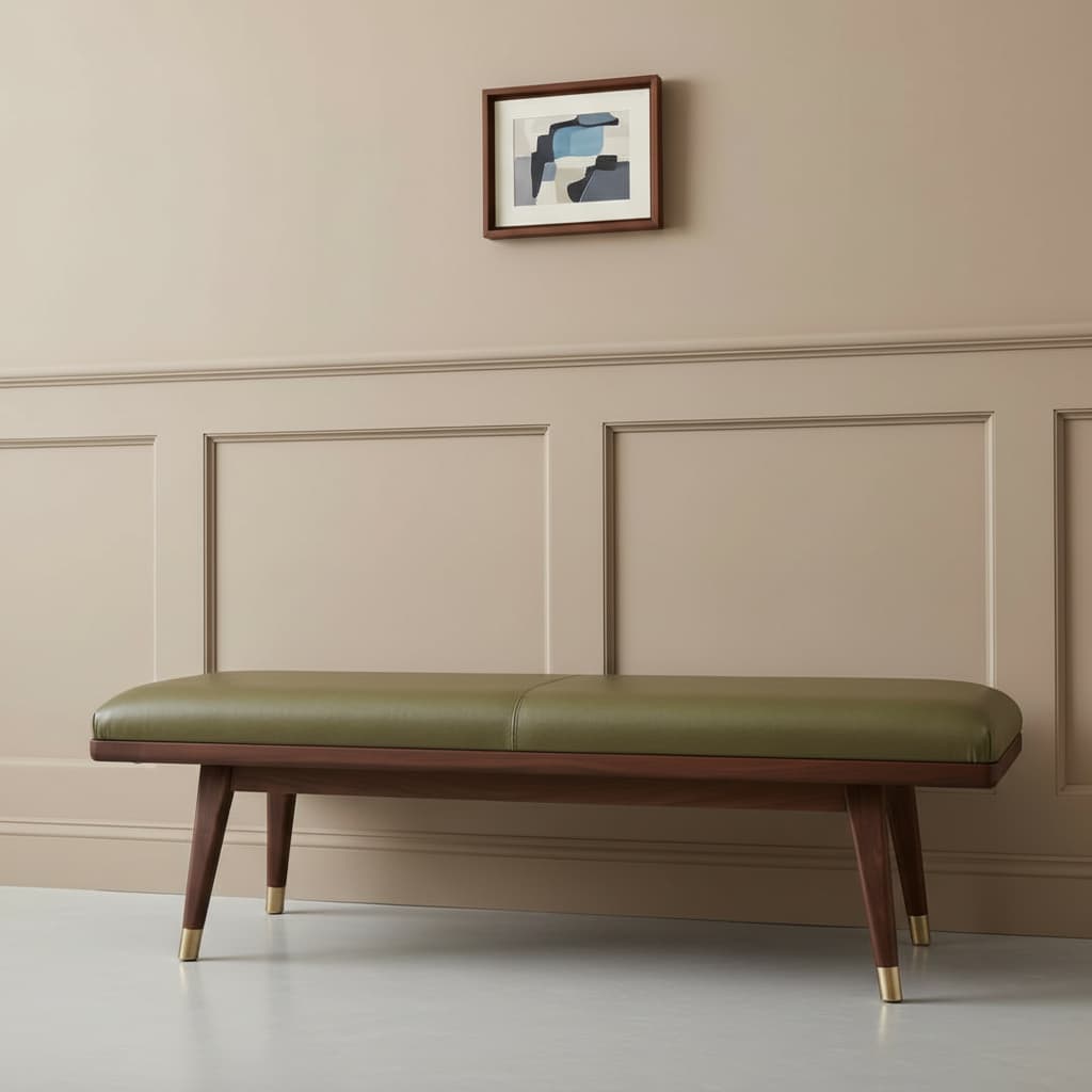 walnut-wood-cushioned-bench-modern-minimalist-side-angle-view