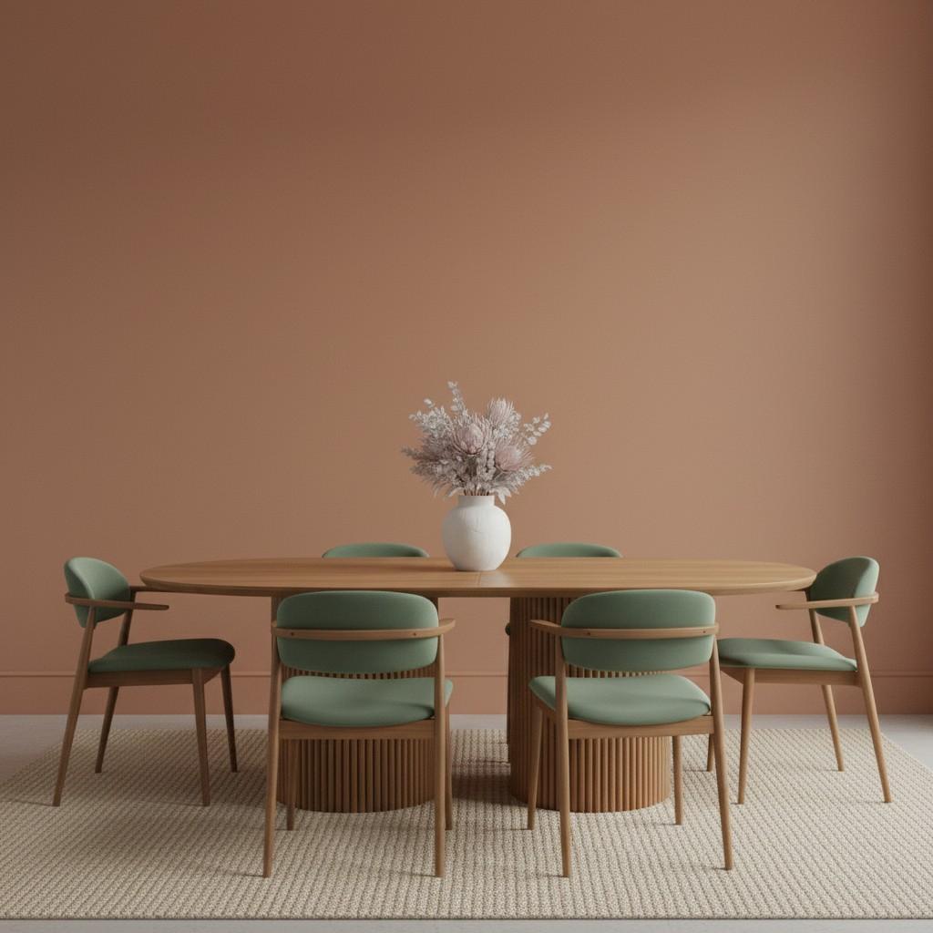 contemporary-wood-dining-set-close-up-green-upholstered-chair