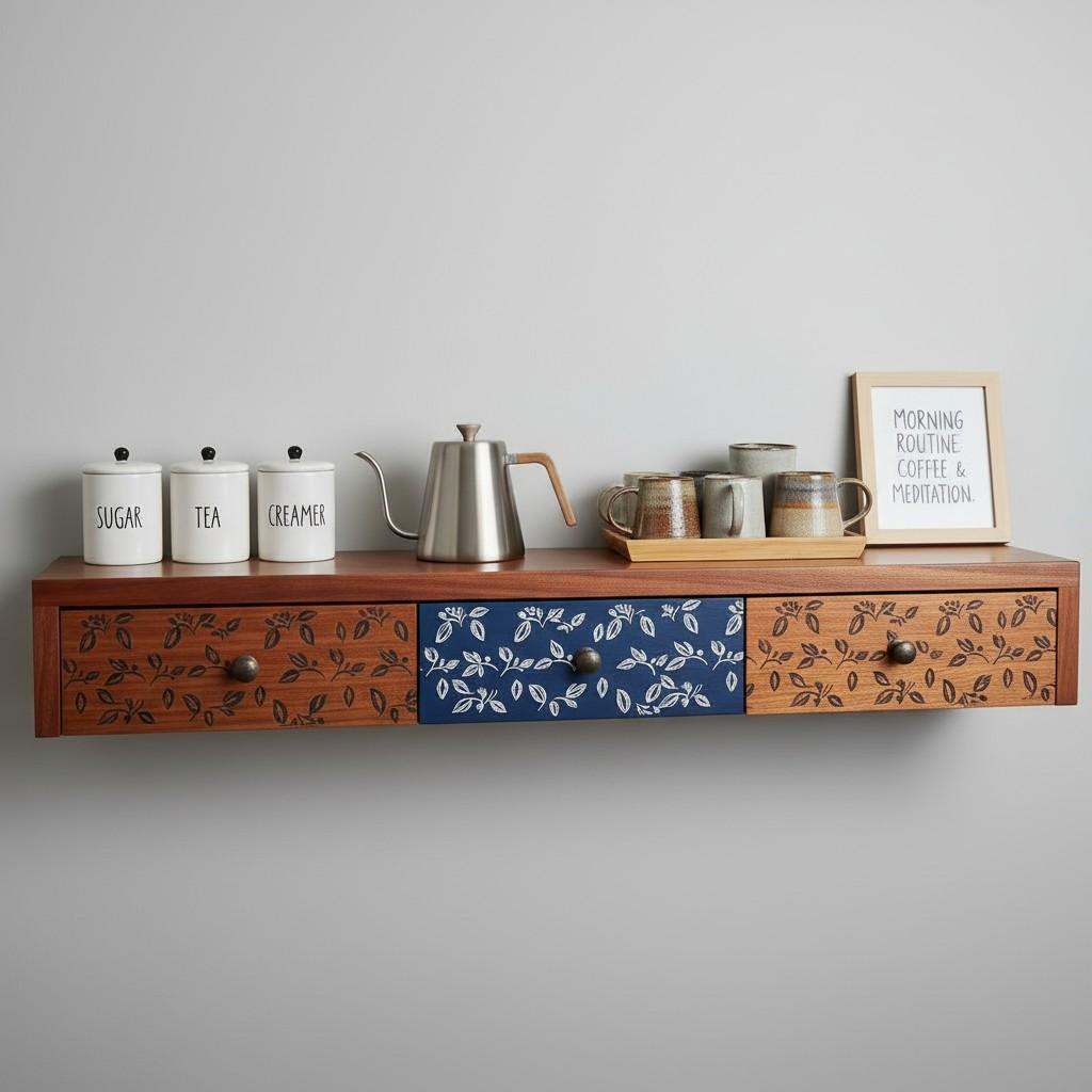 decorative-wooden-wall-shelf-with-drawers-storage-unit