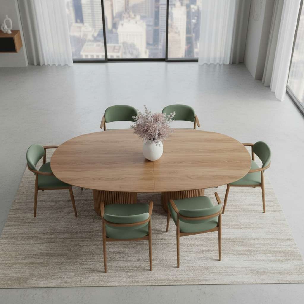 luxury-wood-dining-set-green-chairs-living-room-vie