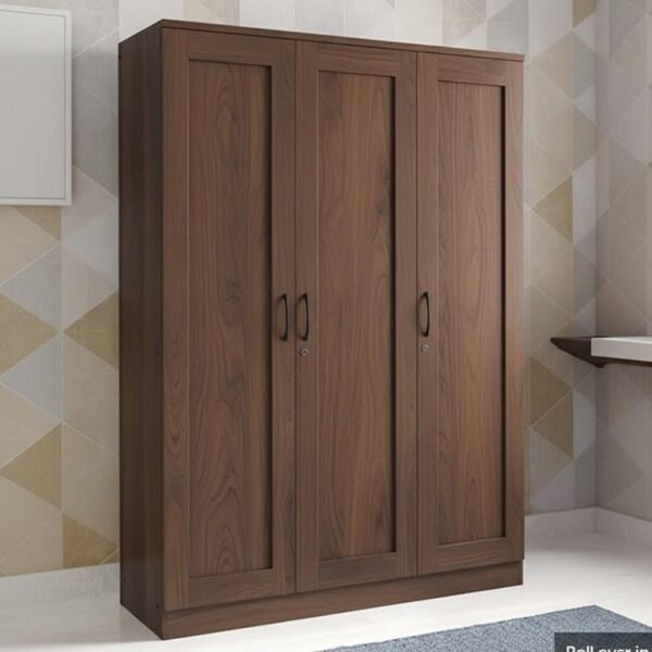 Contemporary 3 Door Wardrobe in Walnut Wood Finish